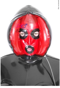 乳胶双层头套束缚窒息充气式定j做护头充气面具新款三层可全封闭