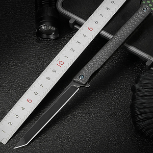 傲斯m390粉末钢折叠刀高硬度碳纤维锋利口袋小刀户外随身防身刀具