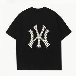 mlb url官方情侣短袖男女宽松t恤夏季oversize美式潮牌ny后背印花