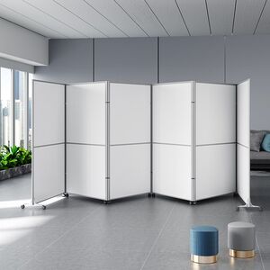 定制板式办公室移动隔断可折叠推拉屏风工厂车间带轮挡板防疫隔板