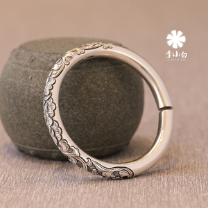 李小白 9999纯银手镯 纯手工纯银手镯 海棠花镂空手镯 银饰品首饰