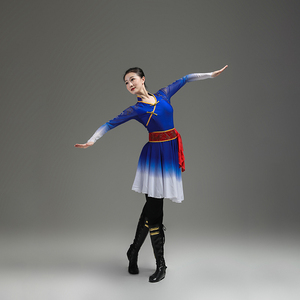 蒙古舞蹈服演出服女蒙族舞台跳舞少数民族服装成人考级练习练功服