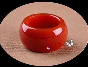 天然玛瑙红玉t髓玉戒指指环通透水润裸石戒指男女款扳指圆圈戒