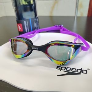 Speedo速比涛泳镜高清电镀防雾专业竞速训练男女大框游泳眼镜套装