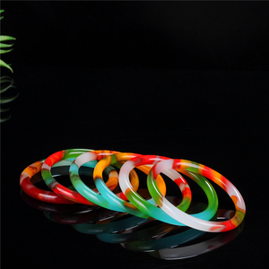 一元拍卖 七彩玉手镯玛瑙手镯和田玉金丝玉彩玉手镯圆条