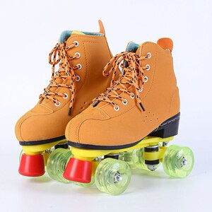 80年代溜冰鞋成人双排四轮男女花样闪光轮旱冰鞋旱冰场运动轮滑