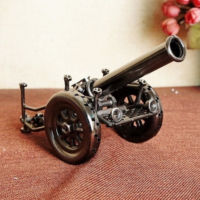 新f品复古兵器清代门形迫击大炮铁艺小钢炮模型装饰品工艺品礼物