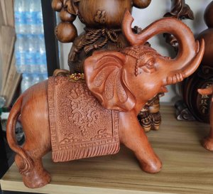 西双版纳纪念品大象一对招财吉祥如意礼品木雕摆件情侣工艺品礼物