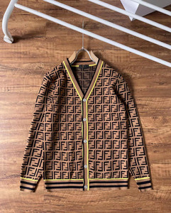 s秋冬芬迪小怪兽老佛爷双f字母满花开衫毛衣商务休闲男女款针织衫