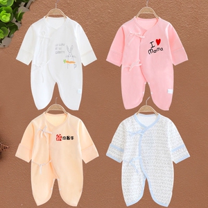 新生儿衣服0-3个月纯棉春秋刚出生宝宝蝴蝶衣哈衣初生婴儿连体衣