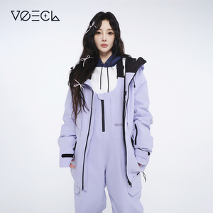 ve3cl李小璐同款 单板滑雪服套装紫色背带裤防水透气男女专业上衣