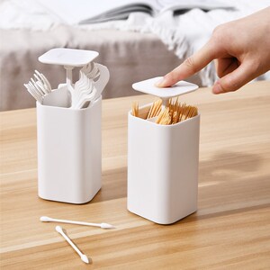 f按压式牙签盒自动弹出高档家用感应棉签盒牙线收纳盒日式牙签筒.