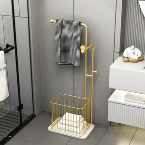 轻奢毛巾架落地浴巾架卫生间置物架铁艺浴室挂衣服架子厕所收纳架