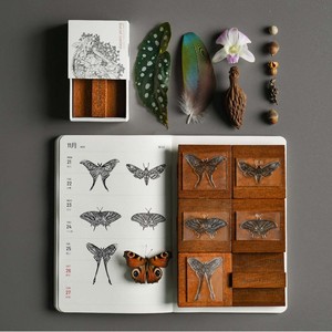 daparo yeung蝴蝶木头印章手账橡皮硅胶日记手绘图案卡片明信片