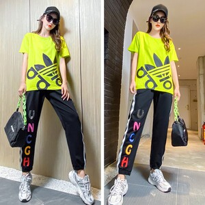 addias三叶草运动套装女夏季时尚宽松大码短袖ins三叶草休闲服两