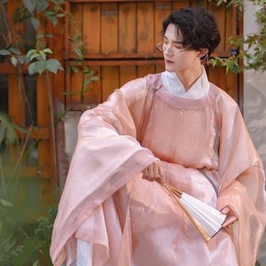 汉服男正版原创【小爱】古风改良男士仙气纯色圆领袍男女同款古装