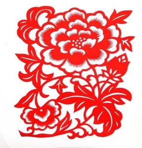 牡丹花剪纸窗花pvc不干胶贴纸玻璃贴门贴装饰画刻纸大号镂空墙l贴