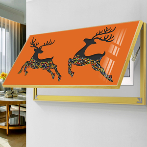 轻奢大尺寸配电表箱装饰画现代简约遮挡橙色大象电源开关乐高挂画