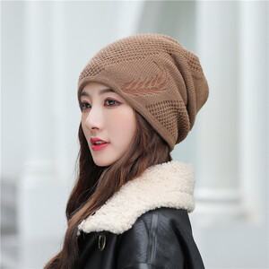 毛线帽子女春秋时尚百搭套头帽韩版潮冬天护耳女士保暖加厚针织帽