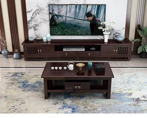 新中式实木电视柜中国风简约现代客厅家具大方几功夫泡茶岩板茶几
