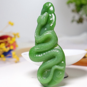 和田玉吊坠蛇牌 新疆碧玉玉佩籽料羊脂级正品证书原创礼物0724