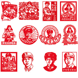 雷锋剪纸画窗花中国风贴画红色作品英雄人物学习雷锋爱国精神成品