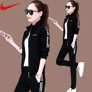 新款耐克运动套装女春秋季2022新款时尚宽松大码休闲跑步服三件套