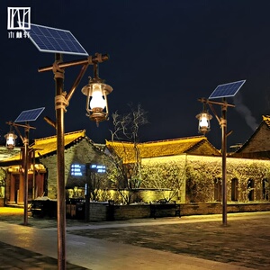 led复古路灯太阳能仿古高杆草坪灯景区公园景观灯户外灯3米庭院灯