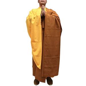 新款禅修用品禅修僧服僧衣妙庄严搭衣七衣袈裟台麻薄料透气土黄色