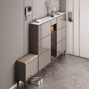 轻奢入户翻斗鞋柜坐凳一体进门靠墙窄玄关柜家用门口带凳子可坐式