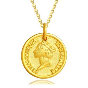 周大福周大生周六福黄金女王牌吊坠999足金女王金币圆牌挂坠女款