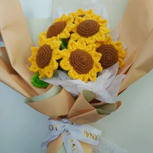 自制花朵手工编织在家手工活花束diy材料包仿真假花手编粗毛线.