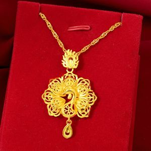 老凤祥云越南沙金项链女仿真黄金纯金色久不掉色吊坠锁骨链正品99
