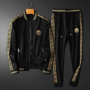 范思哲轻奢春秋新款长袖运动休闲套装男百搭棒球领夹克两件套 潮