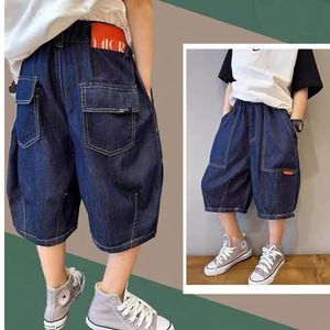 巴拉巴柆新款儿童牛仔短裤休闲夏季净色薄款韩版中大童高腰男童牛