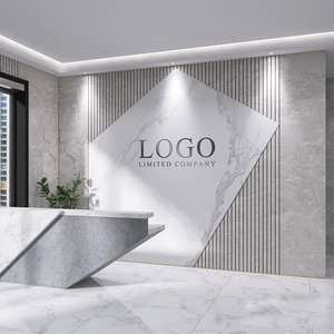 公司前台logo形象墙壁纸仿大理石背景墙壁画美容院墙布8d墙纸定制