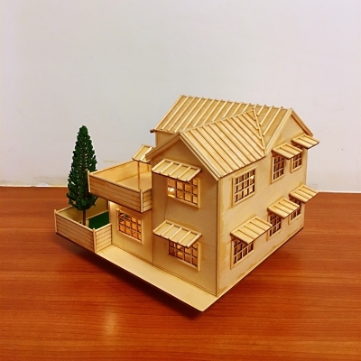 b新品diy小房子手工木屋模型制作木板小木屋模型玩具创意拼装木屋