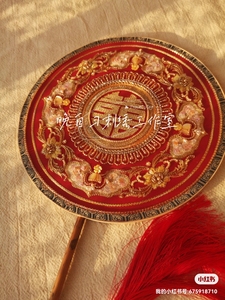 《合欢》法式刺绣diy材料包法绣喜扇中式团扇材料包婚扇成品