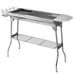 不秀琇绣綉纲刚烧烤架侧抽加碳四方桌商用摆摊大号不锈钢烧烤炉家