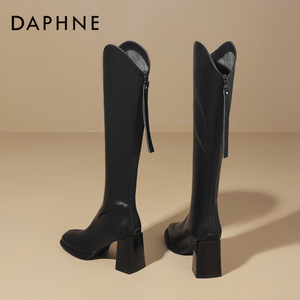 Daphne/达芙妮长筒靴女靴2024新款秋冬加绒骑士靴高跟小个子长靴