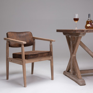 实木北欧复古扶手家用靠背椅欧式咖啡椅餐厅餐椅书房休闲椅子