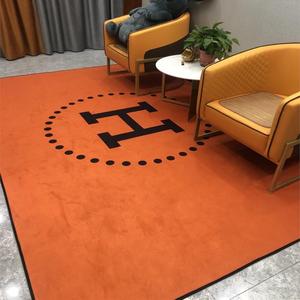 爱马仕橙色轻奢服装店地毯大h拍照ins潮牌客厅个性卧室直播地垫潮