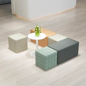 商场大厅休闲等候区儿童活动室游乐场休息创意个性异形沙发组合凳