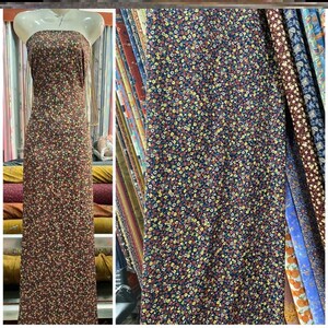 真丝棉绸布料裤子植物印花做裙子的布料夏天做衣服人造棉绵绸高级