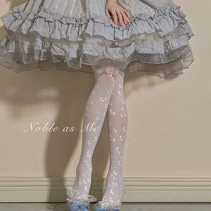 日系洛丽塔提花连裤袜甜美性感白丝纯欲印花lolita袜子jk白色花纹