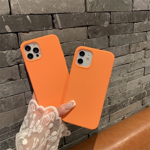 金橘色适用iphone12手机壳液态硅胶8plus苹果11全包xsmax防摔xr情侣xs