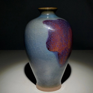 日本购古董宋代钧瓷窑变梅瓶花瓶老物件旧货m老瓷器古玩真品包老