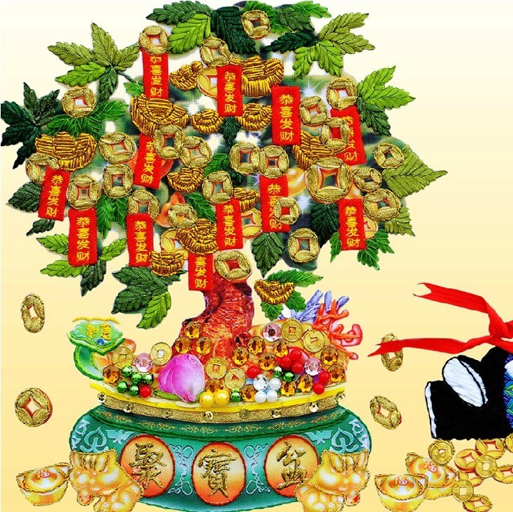 丝带绣财神爷新款