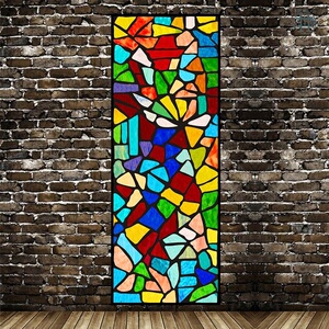 欧式教堂玻璃纸玻q璃窗花磨砂窗户贴纸卫生间透光不透明贴膜彩色.