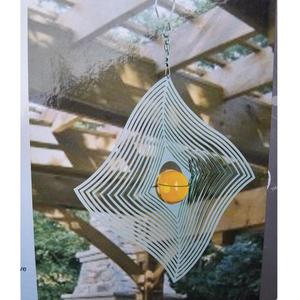 风铃旋转立体3d不锈钢挂饰装饰金属风转挂件镜面创意品水晶花园片